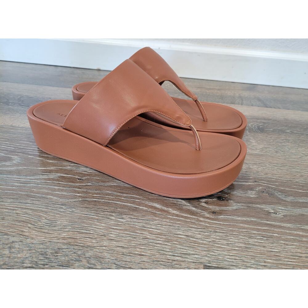 Aerosoles Brown Women's Sandals size 12 Tan Wedge Flip Flops #7